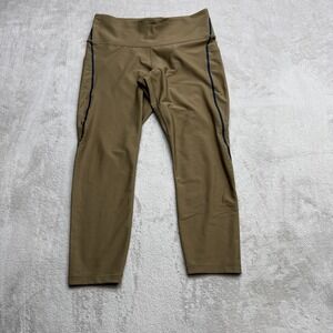 Athleta Interval Stash Tipped Lasercut 7/8 Tight Women Large Olive Green Legging
